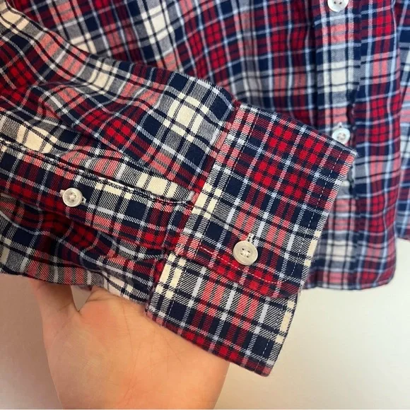 Vineyard Vines Flannel Shirt Mens Red Blue Plaid Slim Fit Whale Shirt Size 2XL - Picture 3 of 5